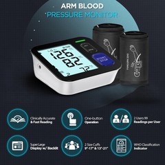 Blood Pressure Machine Upper Arm, 2 Size Cuffs Fit Arms from Medium 9″-17″ to…