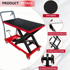 500LB Hydraulic Lift Table Cart 28.5in Single Scissor Lift Table w/ Non-Slip Pad