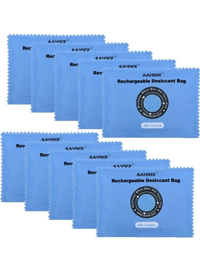 10-Pack Rechargeable Silica Gel Desiccant for Moisture Protection – 100g Each