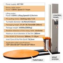 4400LBS Industrial Automatic Pallet Wrapping Machine 65in Automatic Turntable