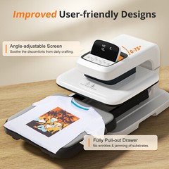 HTVRONT Auto Heat Press 2-Digit 15×15 in Plate T Shirt Printing Machine White