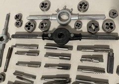 Lot of 90+ Assorted Machinist Tap & Die Assorted Sizes HS HSS & Handles