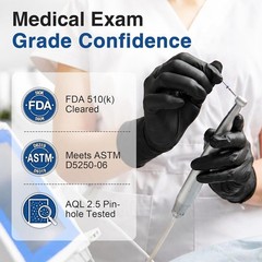4 Mil Black Vinyl Exam Gloves, Large Disposable Pack of 100 – Latex-Free
