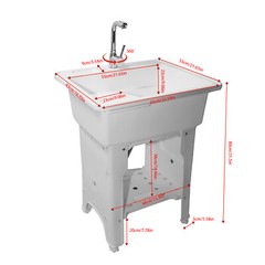 Freestanding Plastic Utility Sink Laundry sink Size:25.9*21.65*31.5in(White)