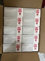 LOT OF 10 -Basic Synguard Nitrile Exam gloves (100 gloves) Medium latex-free