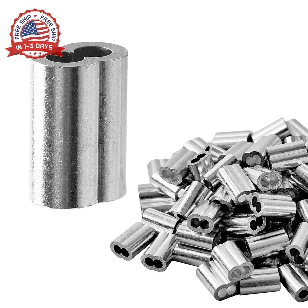Aluminum Cable Crimping Sleeves 3mm Wire Rope Ferrules 100Pcs for Wire Fixing