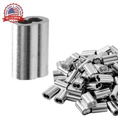 Aluminum Cable Crimping Sleeves 3mm Wire Rope Ferrules 100Pcs for Wire Fixing