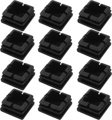12 Pack 1″ Square Plastic Plugs, Black Tubing End Caps Plugs Insert for Square T