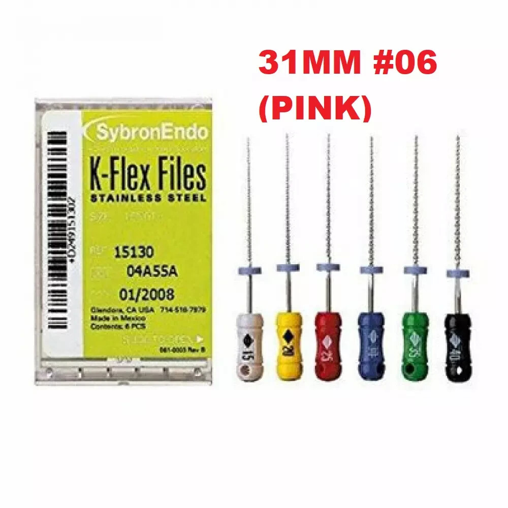 Kerr Sybron Endo Dental 31mm Stainless Steel K-FLEX file 6/box (all sizes)