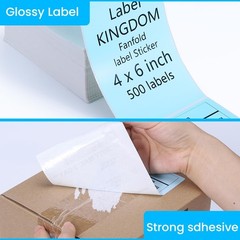 Thermal Label Printer , 4″x 6″ 500-Fanfold Blue Stickers for Polono, Phomemo …