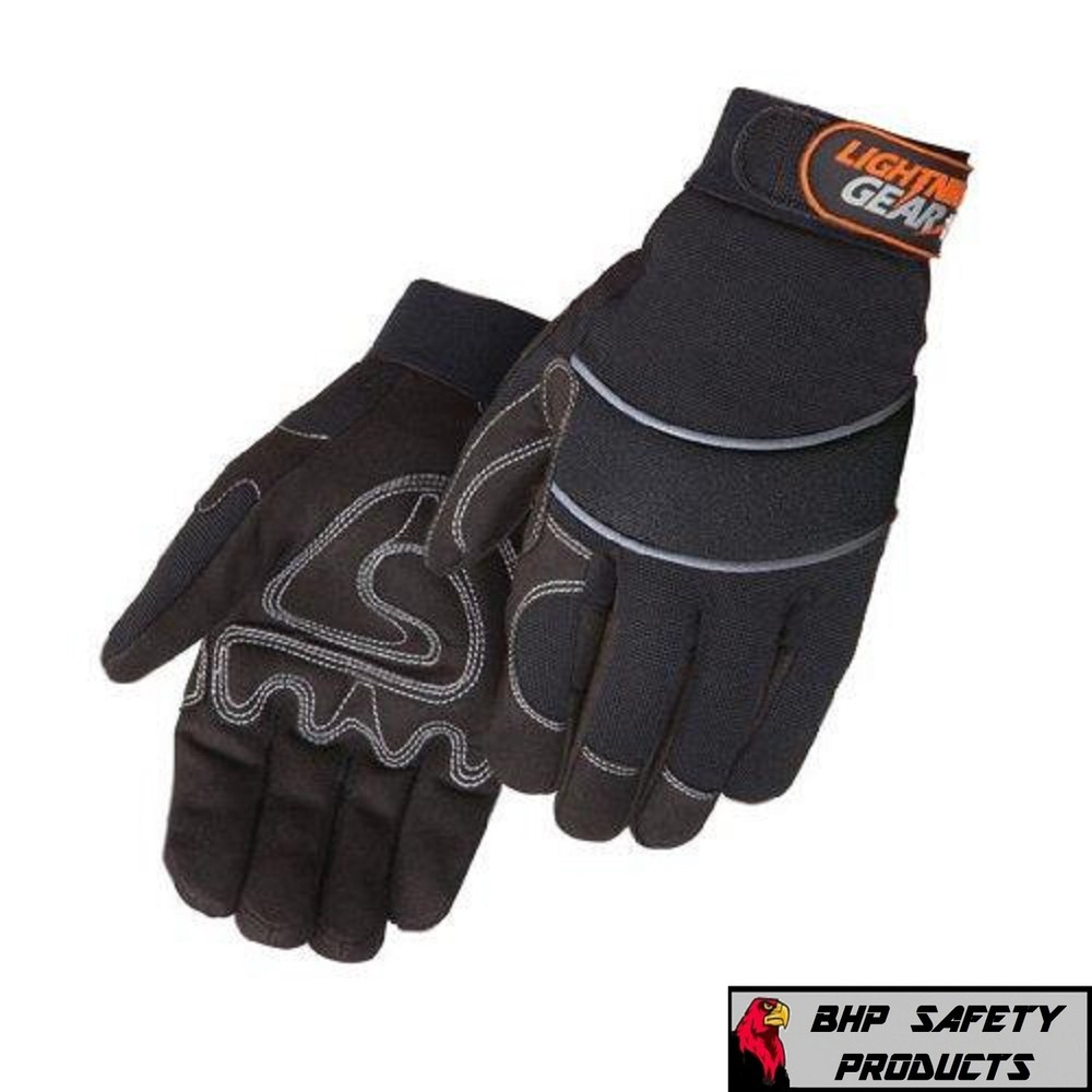 LIBERTY LIGHTNING GEAR ONYX WARRIOR MECHANICS/UTILITY WORK GLOVES 0915BK (S-2XL)