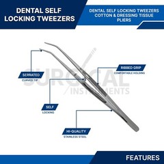 3 Pcs Self-Locking College Cotton Pliers Set Dental Endodontic German Grade