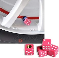 4pcs/Set Dice Tire Air Valve Stem Caps for Car Truck Bike ATV Whee Color: Pink
