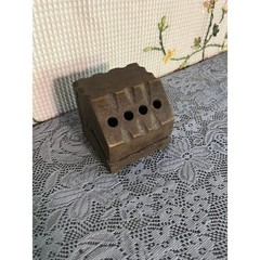 Vintage Hand Carved Wood Desk Pen Pencil Holder Organizer with Card Slot Folk