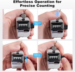 2 PCS 4 Digit Number Dual Clicker Golf Hand Tally Counter Metal Handy Convenient