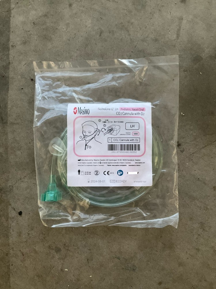 Masimo 4460 NomoLine-O LH Pediatric Nasal/Oral CO2 Cannula O2, 2m NEW OEM QTY 1