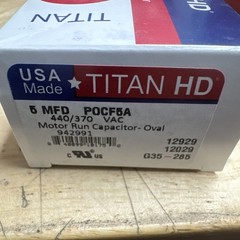 Packard Titan HD 5 MFD POCF5A 440/370 VAC Motor Run Capacitor Oval