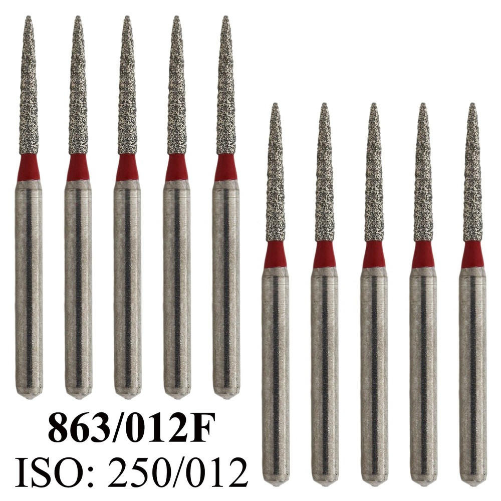 Dental Diamond Bur Flame Fine FG Burs 863/012F 250-012 High Speed Burr Red