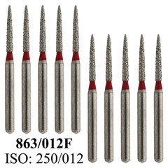 Dental Diamond Bur Flame Fine FG Burs 863/012F 250-012 High Speed Burr Red