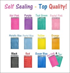 4×8 Hot Pink,Teal Poly Bubble Mailers, Colored Padded Shipping Mailing Envelopes