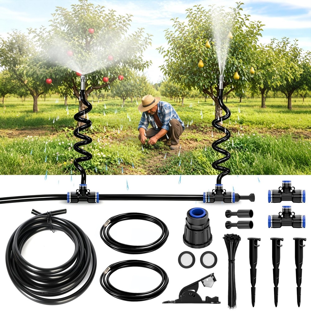 High-Flow Tree Irrigation System, 15FT 12mm Hose & 2Pcs 6.5FT Adjustable Nozz…