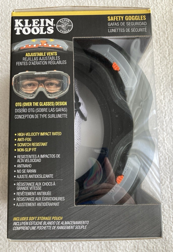 Klein Tools Safety Goggles Over The Glasses OTG Unisex One Size Adjustable Vents