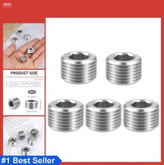 5 PCS 3/8″ NPT Male Pipe Plug Stainless Steel Pipe Plug Fitting Set Hex Counter