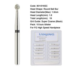 Dental Diamond Burs Round Ball Multi-Use FG Diamonds Bur Super Coarse 801/016SC