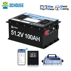 48V 100Ah LiFePO4 Golf Cart Battery 18A Charger Bluetooth Monitor Metal Case