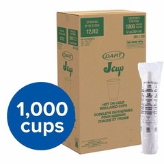 Dart 12j12 Foam Cup 12 Oz Insulated White Disposable Drink Cup 1000/case