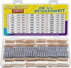 25 Values 2W Carbon Film Resistor Kit 1 Ohm 1M Ohm 2 Watt 5 Resistors Size: 2W