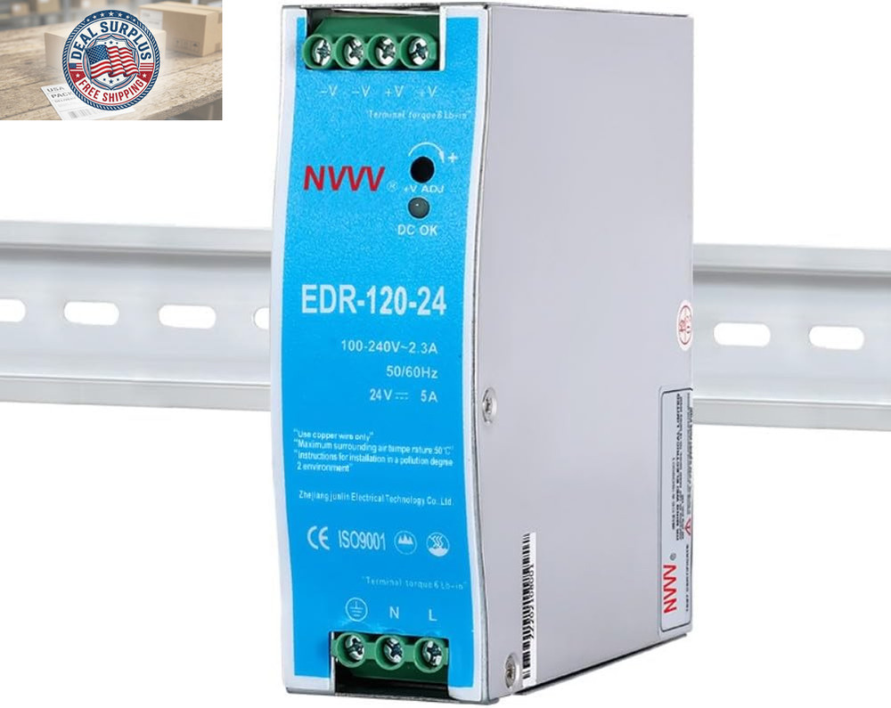 EDR-120-24 120W 24VDC 5Amp Industrial DIN Rail Power Supplies (24V 120W)