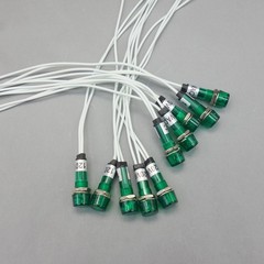10Pcs 120V AC 10mm Green Mini LED Pilot Lights CYLINDRICAL Cap with wire