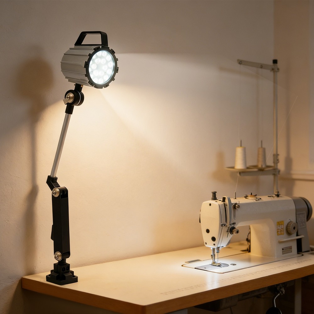 18W IP67 LED Machine Tool Work Light, Adjustable Long Arm Workshop Lamp, 110V US
