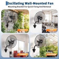 Garvee 20″ Industrial Wall Fan 3 Speed Oscillating 4800 CFM 90° Tilt Heavy Duty