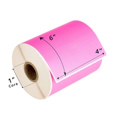 ZEBRA 4×6 PINK 4″ x 6″ Direct Thermal Labels – 1″ Core (6) Rolls/250