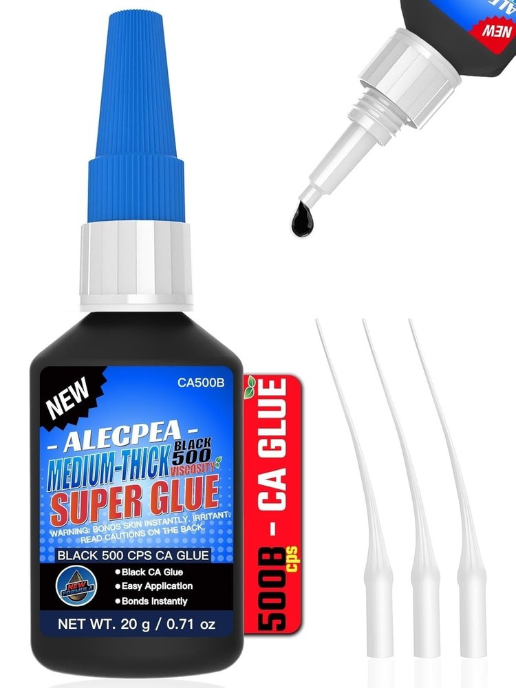 20g Black Medium-Thick CA Glue 500 PCS, Premium Cyanoacrylate Super Glue