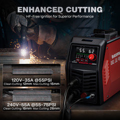 ARCCAPTAIN CUT55 MP Plasma Cutter – 55A, Non-HF Blowback Pilot Arc 120V/240V