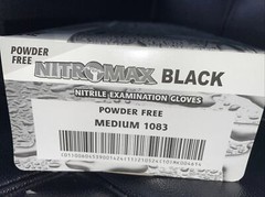 Nitromax Black Industrial Nitrile Gloves Powder Free 100 pack Size Small