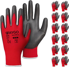 Safety Work Gloves for Men Women, PU Coated Palm & Fingers, KG11P | Smooth Grip,