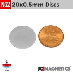 20mm x 0.5mm N52 Thin Super Strong Disc Rare Earth Neodymium Magnet 20×0.5mm