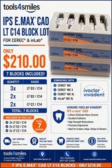 CEREC IPS Emax Cad Blocks 7 Assorted blocs size C14 shades LT C2 -D2-C3