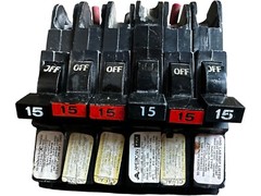 Lot of 6 Federal Pacific FPE NC115 Circuit Breaker 15A 1-Pole Stab-Lok Red Bezel
