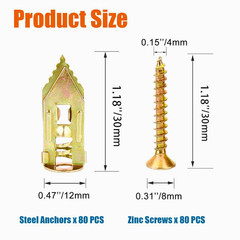 160PCS Self Drilling Drywall Anchors with Screws Metal Wall Anchors Set