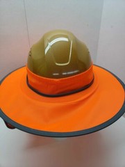 Orange Hard Hat Sun Shade Visor Full Brim Mesh Neck HI VIS REFLECTIVE STRIPE