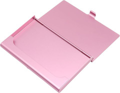 Litoexpe 2 Pcs Pink Business Card Holder, Aluminum Alloy Business Card Case Flip