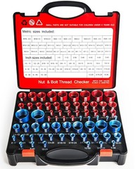 Nut and Bolt Thread Checker Kit 66Piece SAE Metric Thread Gauge Precision-Cut