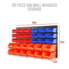 30 Bin Small Parts Organizer Garage Storage Wall Mounted Screws Bolts Nuts