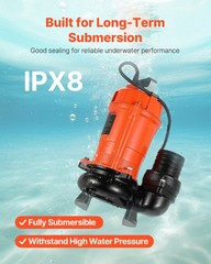 VEVOR 1 HP Submersible Trash Pump Sump Sewage Pump 5000 GPH 40 ft Lift Cast Iron