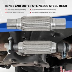 2.5”X6”universal stainless steel Exhaust Flex Pipe with Ends 10″ Inch Long …